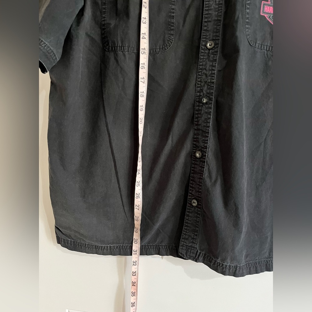 VTG Harley-Davidson Shirt Men’s 2X Dress Black Pink Logo Work Button Down Biker - Picture 9 of 10